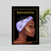 Paarse en goudkoortsfeest folie uitnodiging (Staand Voorkant)