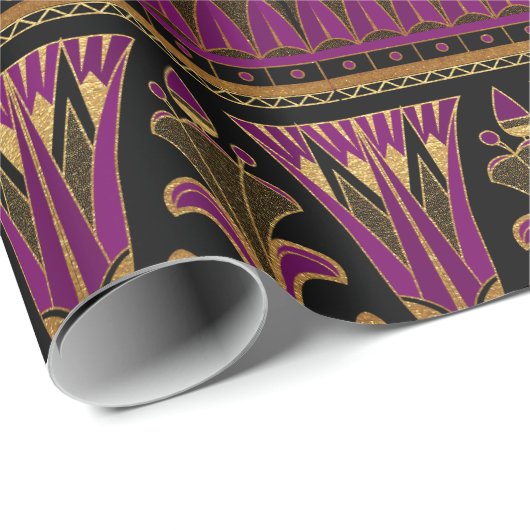 Paarse en goudkunst Deco Cadeaupapier (Rol Hoek)