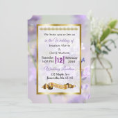 Paarse en goudlavendeweddenschappen kaart (Staand voorkant)