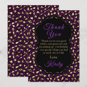 Paarse en goudluipaard - Birthday-party Bedankkaart (Voorkant / Achterkant)