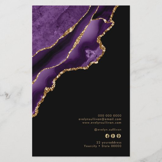 Paarse en goudmakerij flyer (Achterkant)