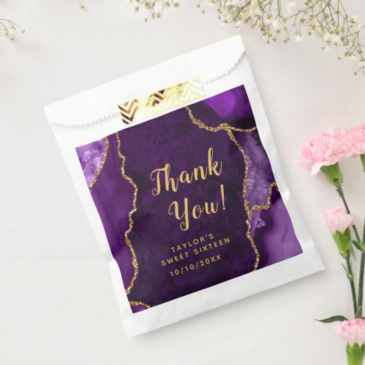 Paarse en goudmakerij zweet zestien bedankt bedankzakje (Gezegeld)
