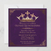 Paarse en goudmakreel Quinceanera Kaart (Voorkant)