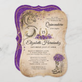 Paarse en goudmakreel Rustic Horse Birthday Kaart (Voorkant / Achterkant)