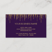 Paarse en goudmakreelleider Glitter Lips Visitekaartje (Achterkant)