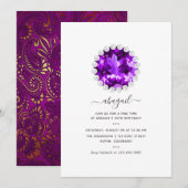 Paarse en goudmardi Gras Birthday Party Kaart (Voorkant / Achterkant)