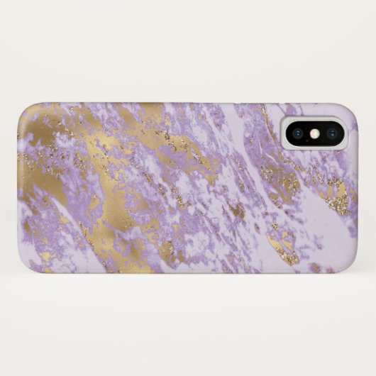 Paarse en goudmarmer Case-Mate iPhone case (Achterkant (horizontaal))