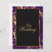 Paarse en goudmarmer en zwarte uitnodiging (Achterkant)