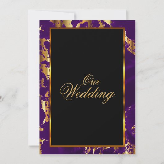Paarse en goudmarmer en zwarte uitnodiging (Achterkant)