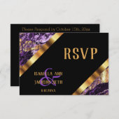 Paarse en goudmarmer - RSVP (Voorkant / Achterkant)