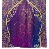 Paarse en goudMarokkaanse Arabische Belly Dansende Douchegordijn (Voorkant)