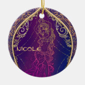 Paarse en goudMarokkaanse Arabische Belly Dansende Keramisch Ornament (Voorkant)