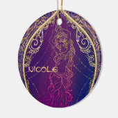 Paarse en goudMarokkaanse Arabische Belly Dansende Keramisch Ornament (Links)