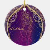 Paarse en goudMarokkaanse Arabische Belly Dansende Keramisch Ornament (Achterkant)