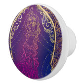 Paarse en goudMarokkaanse Arabische Belly Dansende Keramische Knop (Rechts)