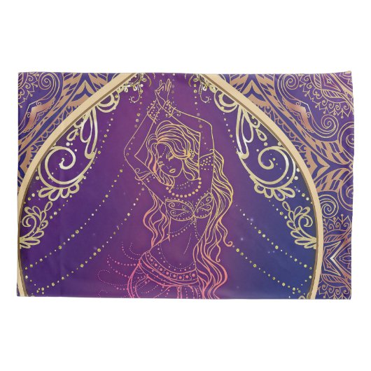 Paarse en goudMarokkaanse Arabische Belly Dansende Kussensloop (Achterkant)