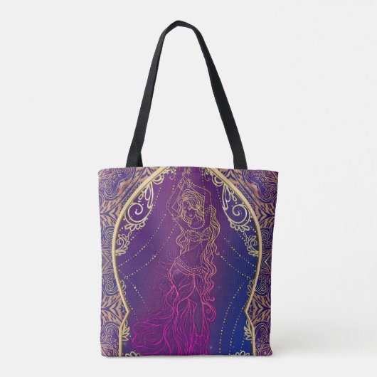 Paarse en goudMarokkaanse Arabische Belly Dansende Tote Bag (Achterkant)