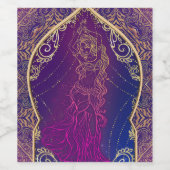 Paarse en goudMarokkaanse Arabische Belly Dansende Wijn Etiket (Enkel label)