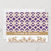 Paarse en goudMarokkaanse paar bruiloft Kaart (Achterkant)