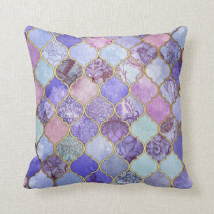 Paarse en goudMarokkaanse Tile Pattern Pillow Kussen