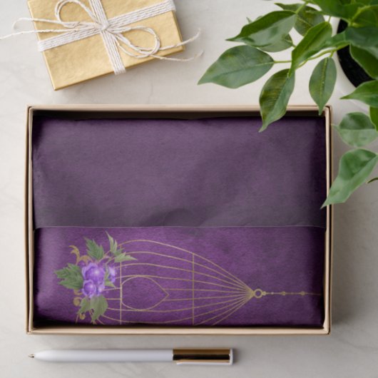 Paarse en goudmatige bramen tissuepapier (Geschenk)