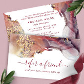 Paarse en goudmatige kunst Vloeibare Waterverf Ink Aanbevelingskaartje