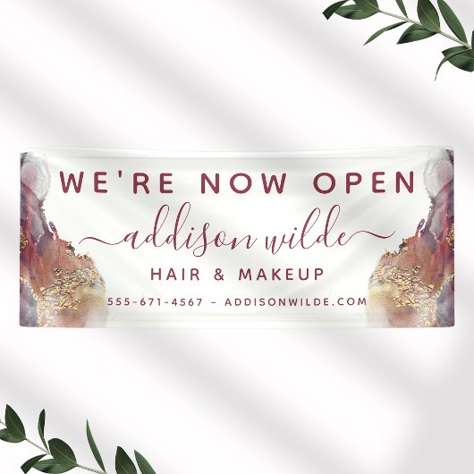 Paarse en goudmatige kunst Vloeibare Waterverf Ink Spandoek