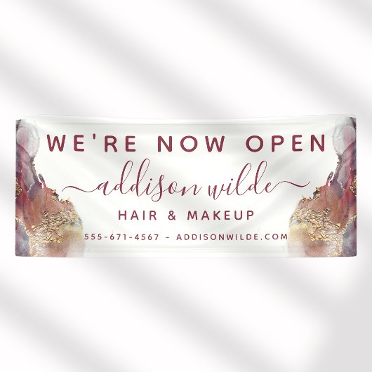 Paarse en goudmatige kunst Vloeibare Waterverf Ink Spandoek