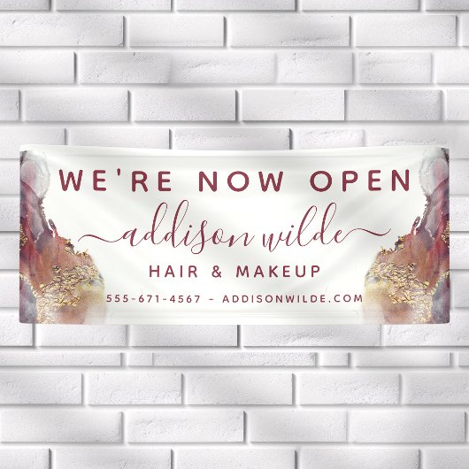 Paarse en goudmatige kunst Vloeibare Waterverf Ink Spandoek