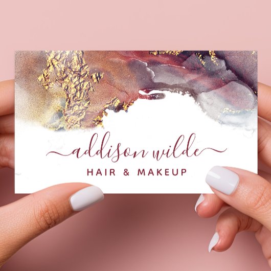 Paarse en goudmatige kunst Vloeibare Waterverf Ink Visitekaartje
