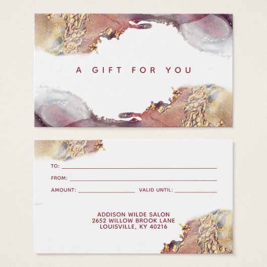 Paarse en goudmatige, vloeibaar-inktcadeau-Kaart Visitekaartje (Voorkant /achterkant)