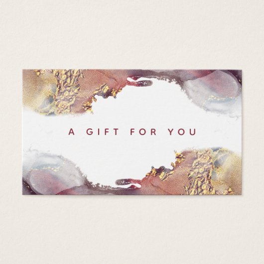 Paarse en goudmatige, vloeibaar-inktcadeau-Kaart Visitekaartje (Voorkant)