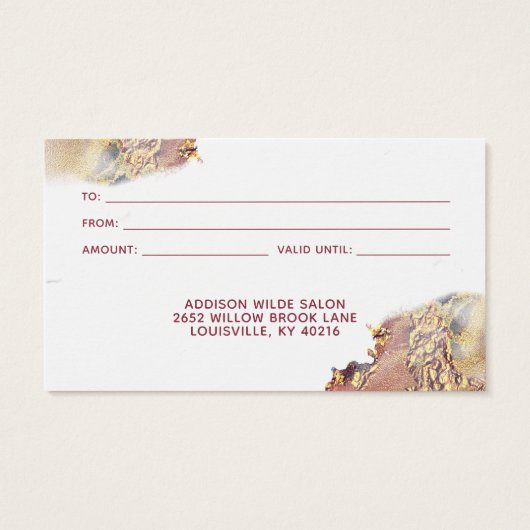 Paarse en goudmatige, vloeibaar-inktcadeau-Kaart Visitekaartje