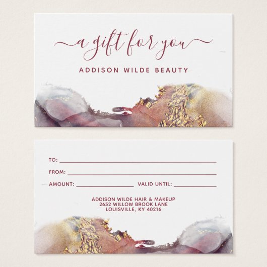 Paarse en goudmatige vloeibare Waterverf - Kaart m (Voorkant /achterkant)