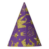 Paarse en goudmeisjes Princess Party Feesthoedjes (Achterkant)