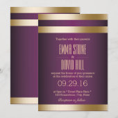 Paarse en goudolievlekken Moderne bruiloft Kaart (Voorkant / Achterkant)