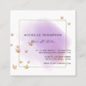 Paarse en goudpenseelstreken Doodle Square Busines Vierkante Visitekaartje (Voorkant)