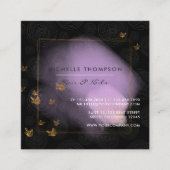 Paarse en goudpenseelstreken Doodle Square Busines Vierkante Visitekaartje (Voorkant)