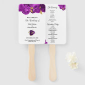 Paarse en goudplatbinding handwaaier (Voorkant en achterkant)