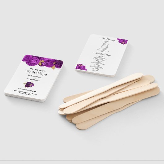 Paarse en goudplatbinding handwaaier