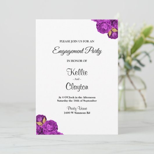 Paarse en goudplatenpartij kaart (Staand voorkant)