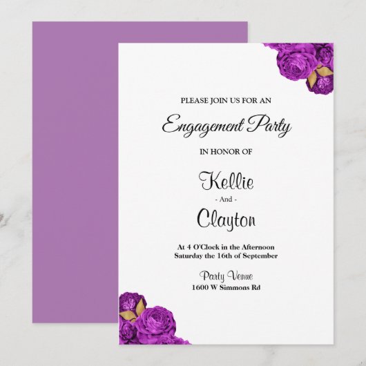 Paarse en goudplatenpartij kaart (Voorkant / Achterkant)