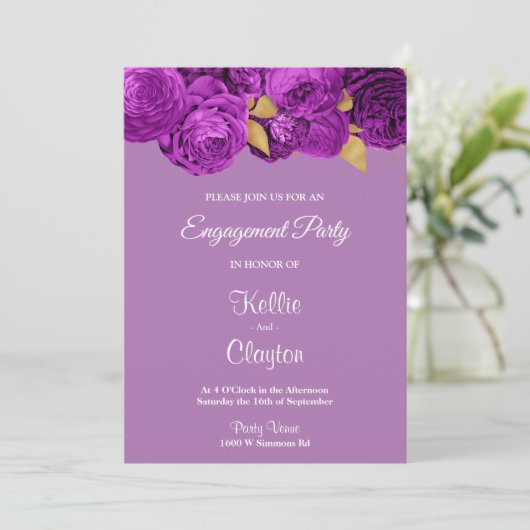 Paarse en goudplatenpartij kaart (Staand voorkant)