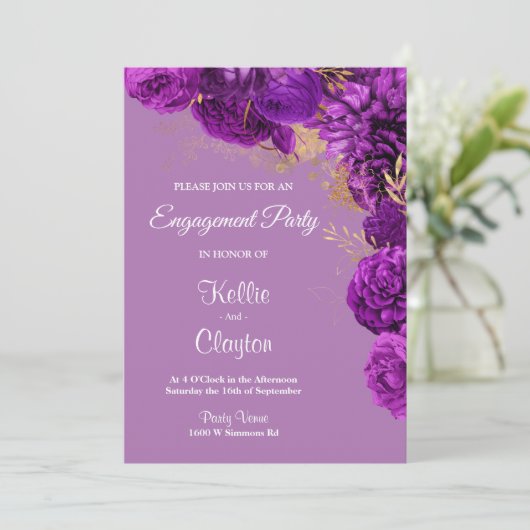 Paarse en goudplatenpartij kaart (Staand voorkant)