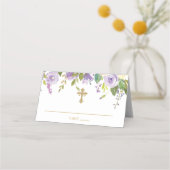 Paarse en goudplatte Baptisme Folded Plaatskaartje (Voorkant)
