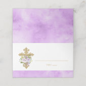 Paarse en goudplatte Baptisme Folded Plaatskaartje (Buitenkant ongevouwen)
