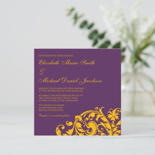 Paarse en goudpleisters kaart (Staand voorkant)