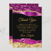 Paarse en goudscheuren zoete zestien bedankkaart (Voorkant / Achterkant)