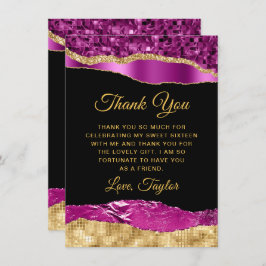 Paarse en goudscheuren zoete zestien bedankkaart