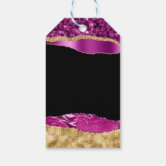 Paarse en goudscheuren zoete zestien cadeaulabel (Achterkant)